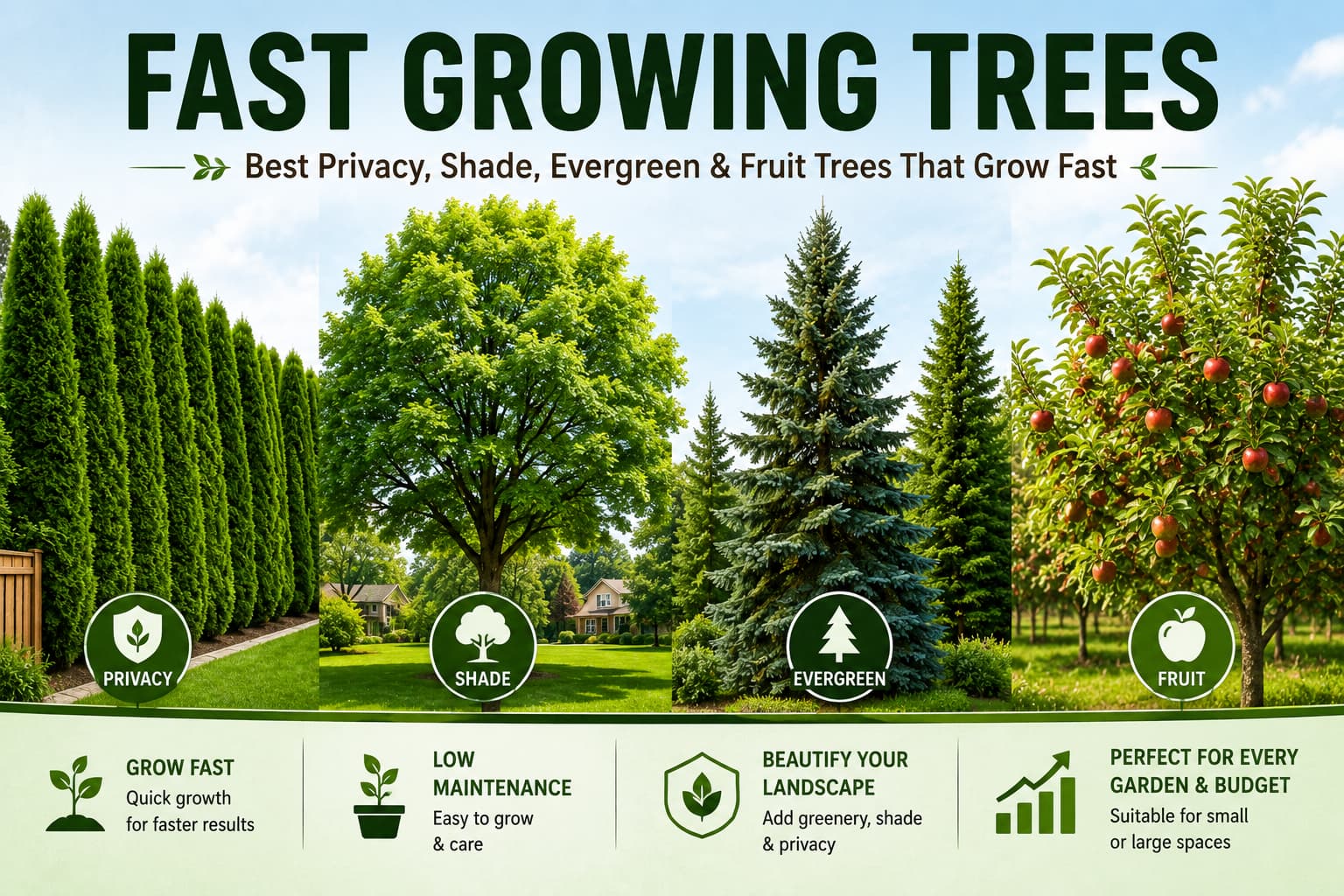 Fast Growing Trees — Best Species for Privacy, Shade & Landscaping