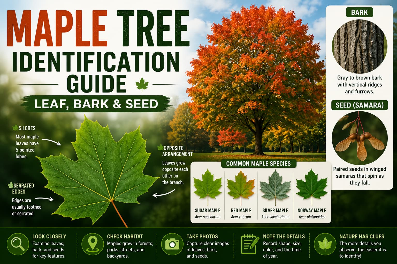 Maple Tree Identification Guide — Leaf, Bark & Seed