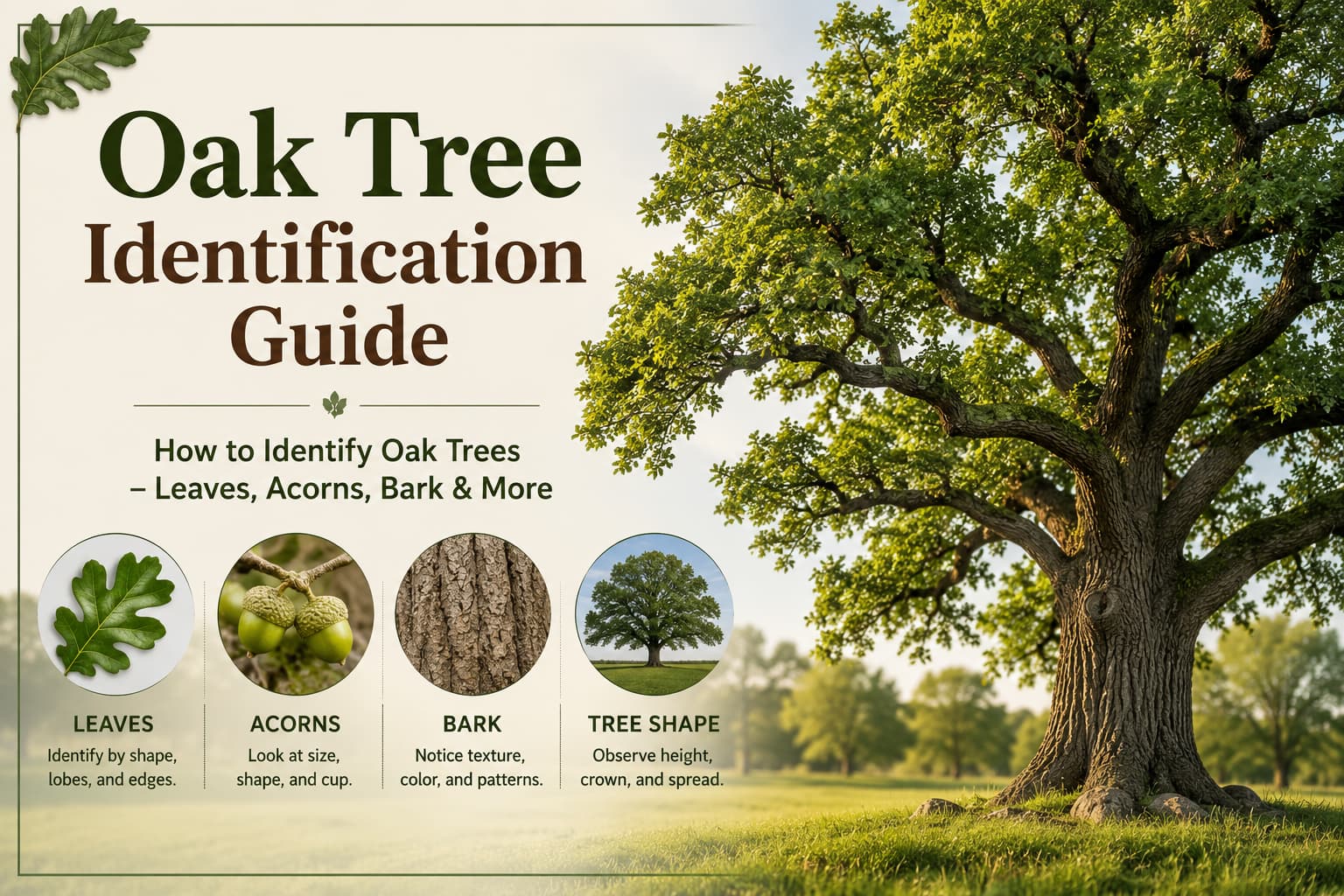 Oak Tree Identification Guide — Leaf, Bark & Acorn